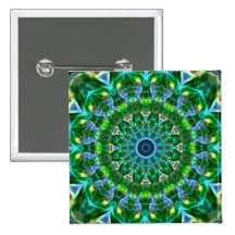 Green Spring Kaleidoscope Button