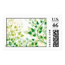 Green Spring Leaves Postage Stamps