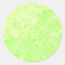 green spring round sticker
