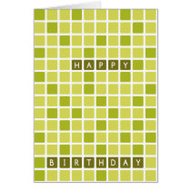 Green Square Geometric Happy Birthday Card cards