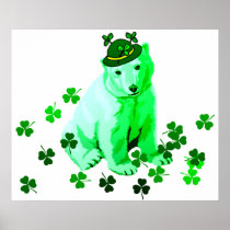 Green St. Patrick's Polar Bear Posters