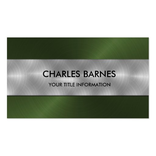 Green Stainless Steel Business Card (front side)