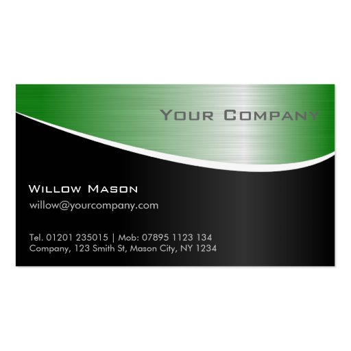 Green Stainless Steel, Professional Business Card (front side)
