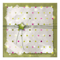 Green star Invitation invitations
