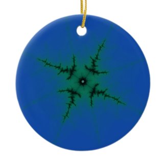 Green Star on Blue Christmas Tree Ornament
