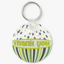 Green Stars Stripes Thank You keychains by DonnasGreetingCards Green Stars Stripes Thank You keychains