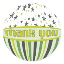 Green Stars Stripes Thank You stickers by DonnasGreetingCards Green Stars Stripes Thank You stickers