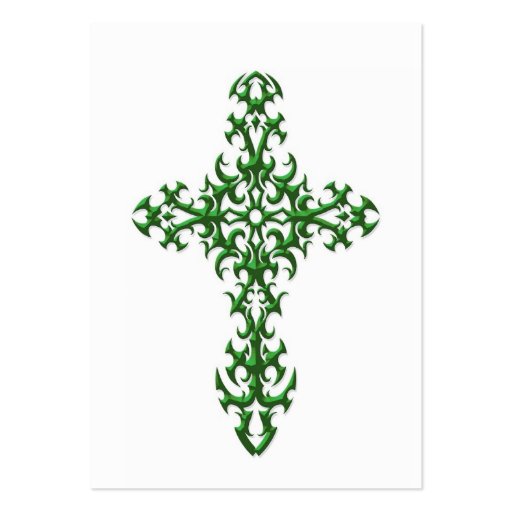 ... Template Green steel gothic cross on white business card template