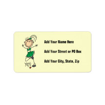 Green Stick Figure Cheerleader t-shirts and Gifts Address Label