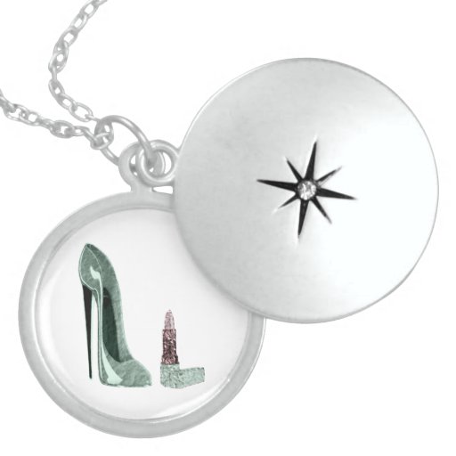 Green Stiletto Shoe and Lipstick  Necklace