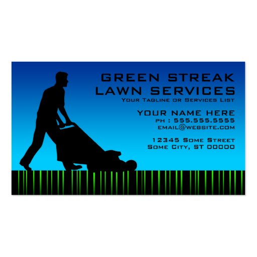green streak lawn services business card (front side)