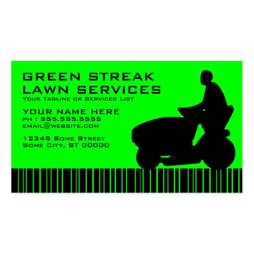 green streak lawn services business card (front side)