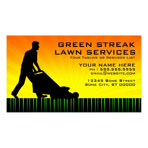 green streak lawn services business card template