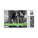 Green Strip Merry Christmas Holiday Photo Stamps