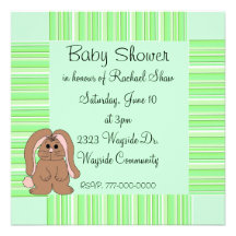 Green Stripe Baby Shower Invitation
