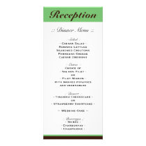 Green Stripe Chocolate Brown Reception Menu Full Color Rack Card