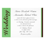 Green Stripe Chocolate Brown Wedding Invitations