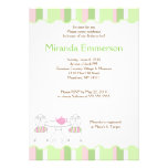 Green Stripe Tea Party Teapot Bridal Shower Personalized Invitation