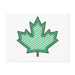 Green Striped  Applique Stitched Maple Leaf Post Cards