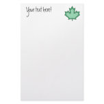 Green Striped  Applique Stitched Maple Leaf Stationery Paper
