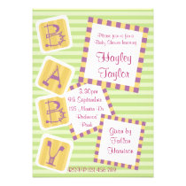 Green Striped Baby Shower Invitation invitations