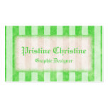 Green Striped Border Business Cards business cards