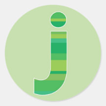 Green Striped Monogram - Letter J Stickers