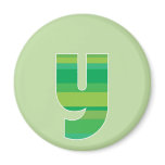 Green Striped Monogram - Letter Y Refrigerator Magnets