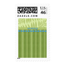 Green Stripes and Foliage Sorry Postage Stamp