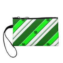 Green Stripes and Lucky Shamrocks Change Purse