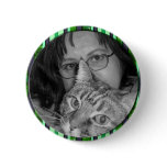 green stripes frame pinback button