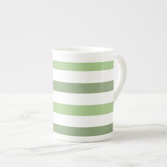 Green Stripes Horizontal Bone China Mug Porcelain Mugs