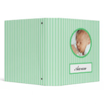 Green Stripes New Baby Book Binder
