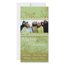 Green Stripes Pine Swirl Holiday Family Pictures photo cards by samack Green Stripes Pine Swirl Holiday Family Pictures photo cards