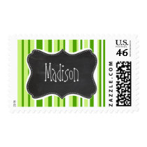 Green Stripes; Striped; Vintage Chalkboard Stamp