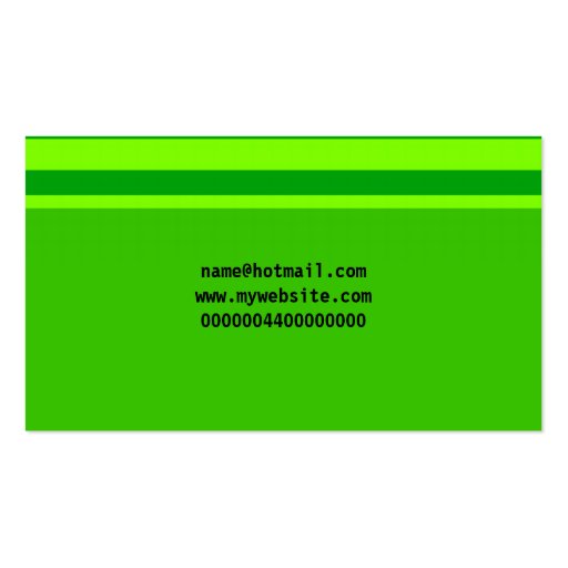 Green Stripes, Your Name Here Business Card Templates (back side)