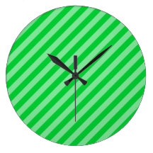 Green Stripy Pattern. Round Wallclocks