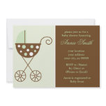 Green Stroller Neutral Baby Shower Invites