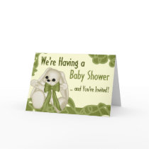 Green Stuffed Baby Baby Shower Invitation cards by bizarretees Green Stuffed Baby Baby Shower Invitation cards