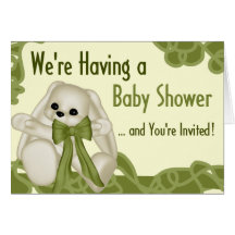 Green Stuffed Baby Baby Shower Invitation Greeting Card