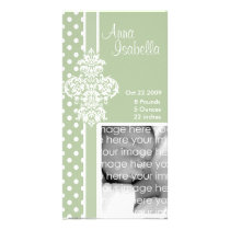 Green Stylish Damask Photo Card photo cards