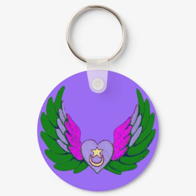 Green Sufi Winged Heart keychain by armaiti