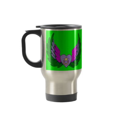 Green Sufi Winged Heart Travel Mug by armaiti