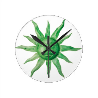 GREEN SUN DESIGN ROUND WALL CLOCK