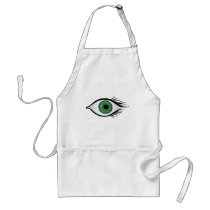 green surprised eye aprons by VioDeSign green surprised eye aprons
