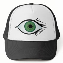 green surprised eye hats