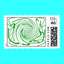 GREEN SWIRL - POSTAGE STAMP stamps