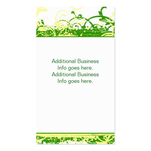 Green Swirls Business Card Template (back side)