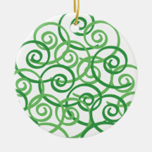 Green Swirls Design Christmas Ornaments