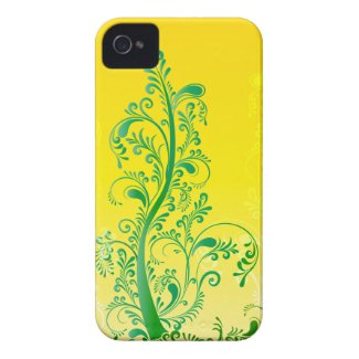Green swirls tree floral ORNAMENT Iphone 4 Case-mate Case
